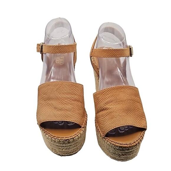Excellent Franco Sarto Takara Tan Espadrille Wedge Platform Sandals Size 9M - Picture 5 of 5
